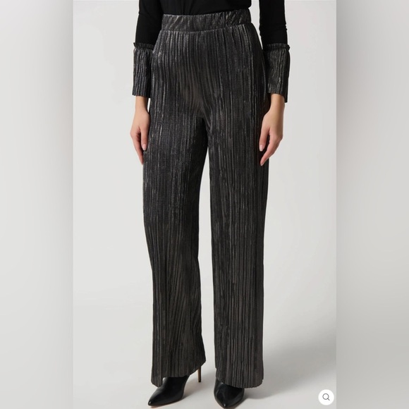 JOSEPH RIBKOFF Metallic Black & Silver Wide Leg Pants Size 8 - Picture 10 of 14